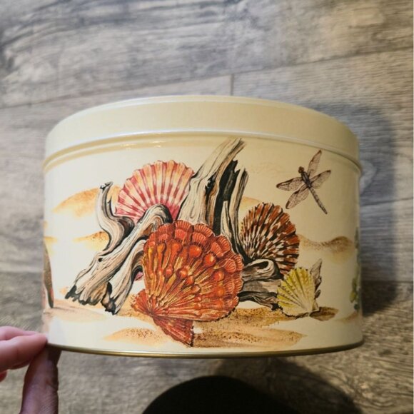 Vintage Pretzels tin Lighthouse Beach Sunset Sturgis Sea Shells Lake house - Picture 5 of 10